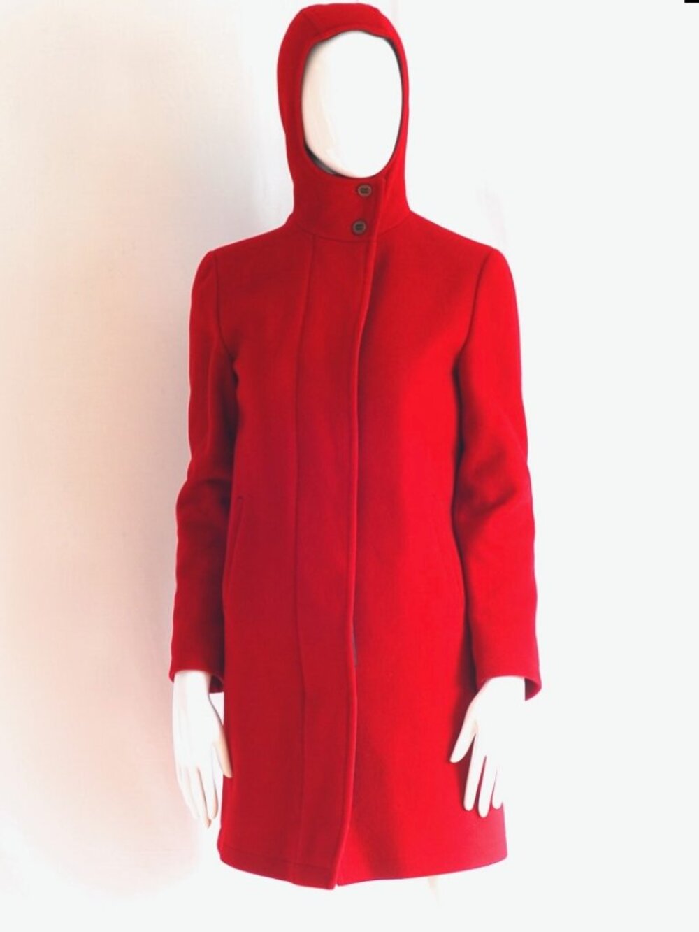 Miu Miu Red Wool Coat With Hood - Italy